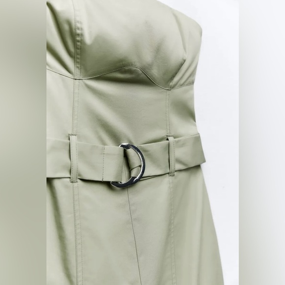 Zara jumpsuit technical fabric cargo sleeveless wide streight leg light khaki - Picture 11 of 12